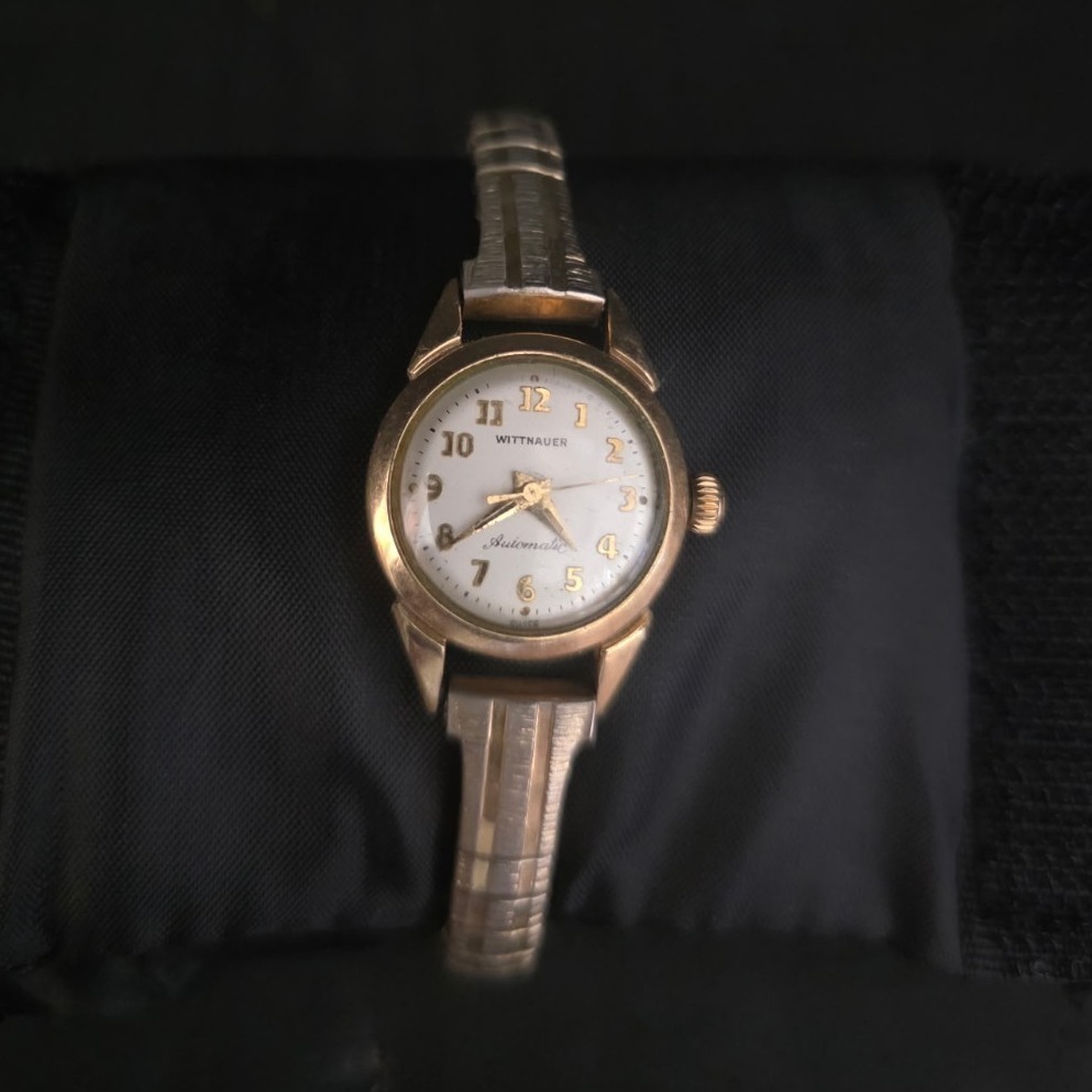 Vintage Wittnauer Automatic Swiss Made White Dial Arabic Gold  Silver Expansion